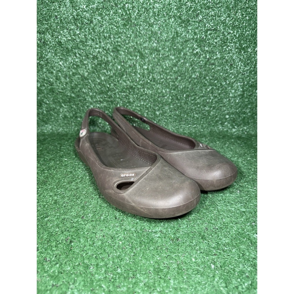 Crocs Women Size 12 Olivia II Slingback Brown Rubber Comfort Slide Slip On Shoes - Picture 2 of 7